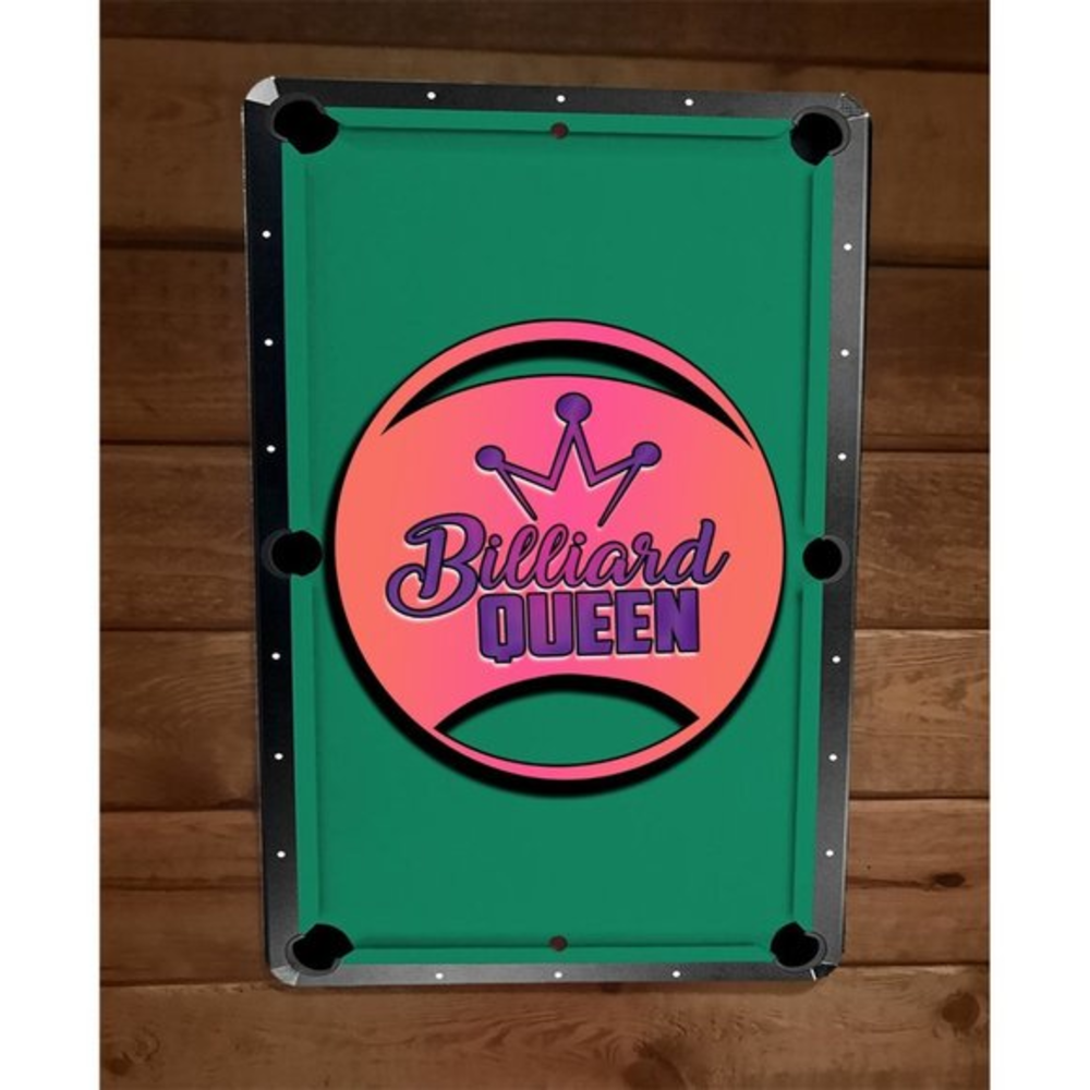 Billiard Queen Pool Hall Game Room 8x12 Metal Wall Bar Sign Poster